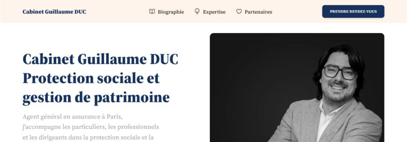 Site pour le cabinet de conseil AXA Guillaume DUC